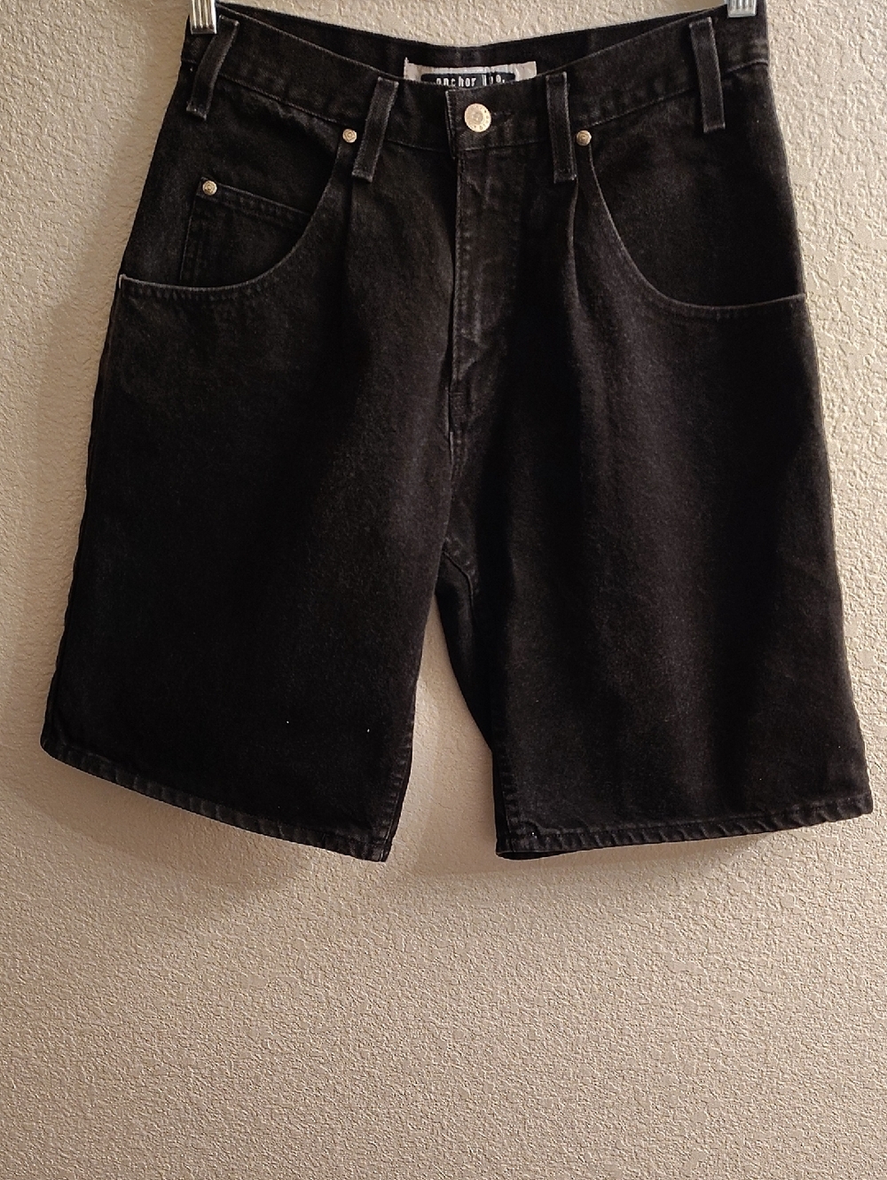 anchor blue Modest Plus Size 32  Black Denim Jean Shorts Pleated Baggy Fit B8 X